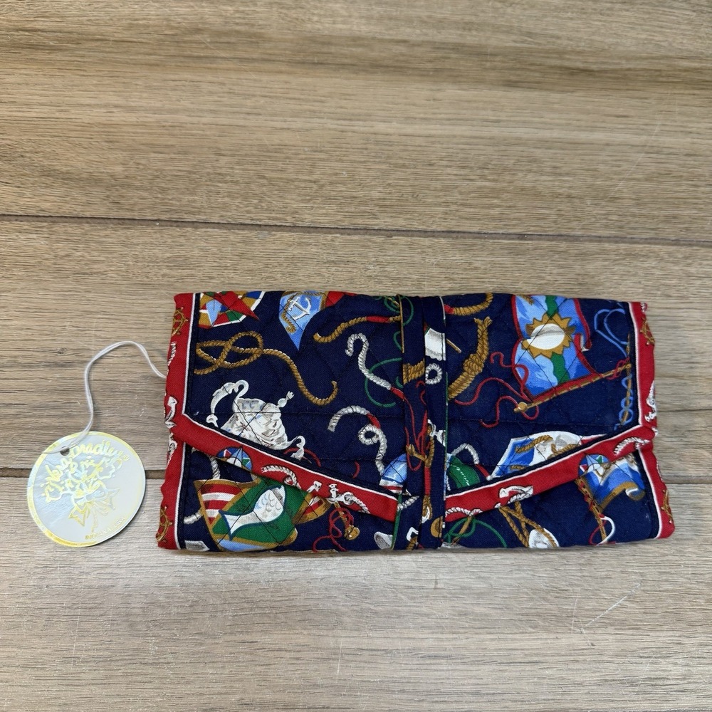 Vtg Vera Bradley Regatta Nautical Roll-Up Cosmetic Travel Bag Retired Rare NWT